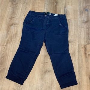 Crop Twill military pants -Navy blue